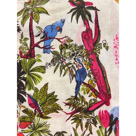 Nicole Miller Sleeveless A-Line Dress With Vibrant Tropical Print 100% Linen XS - Picture 7 of 7